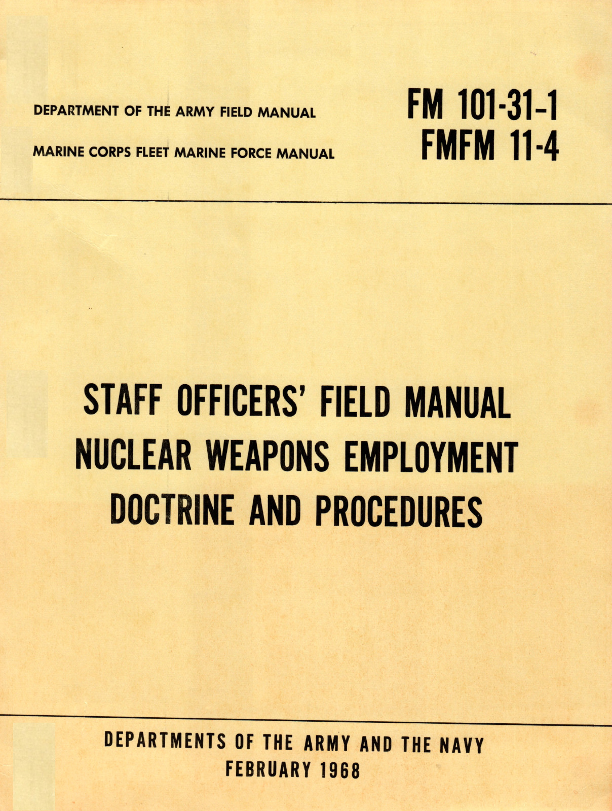 226 Page 1968 FM 101-31-1 NUCLEAR WEAPONS EMPLOYMENT PROCEDURES War on Data CD