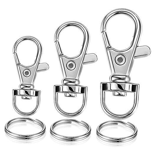  Keychain Key Chain Rings Clips Swivel Bulk Small Medium Large(40) silver