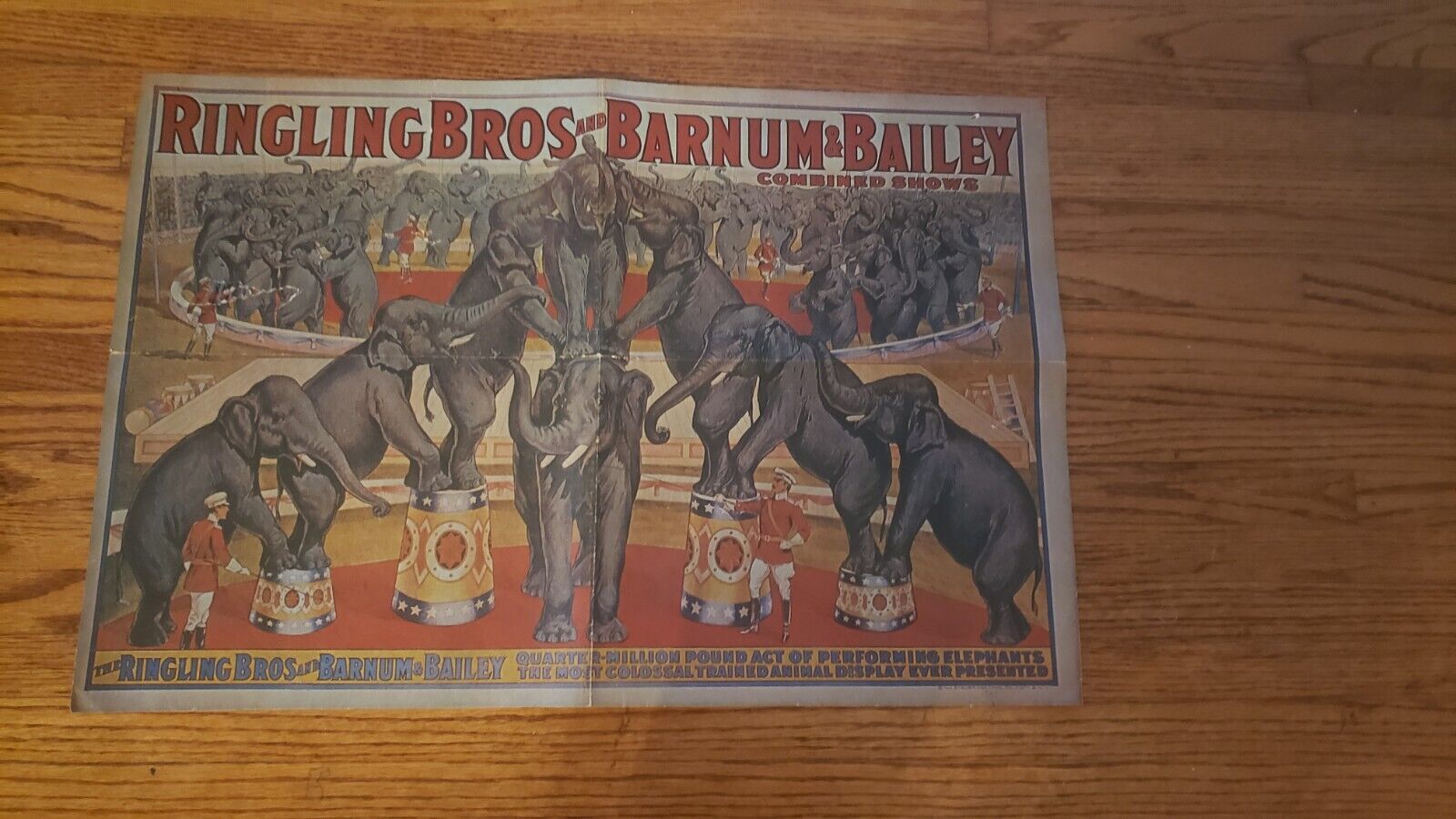 Original 1927 Ringling Brothers Barnum Bailey Circus Poster Combined Shows 