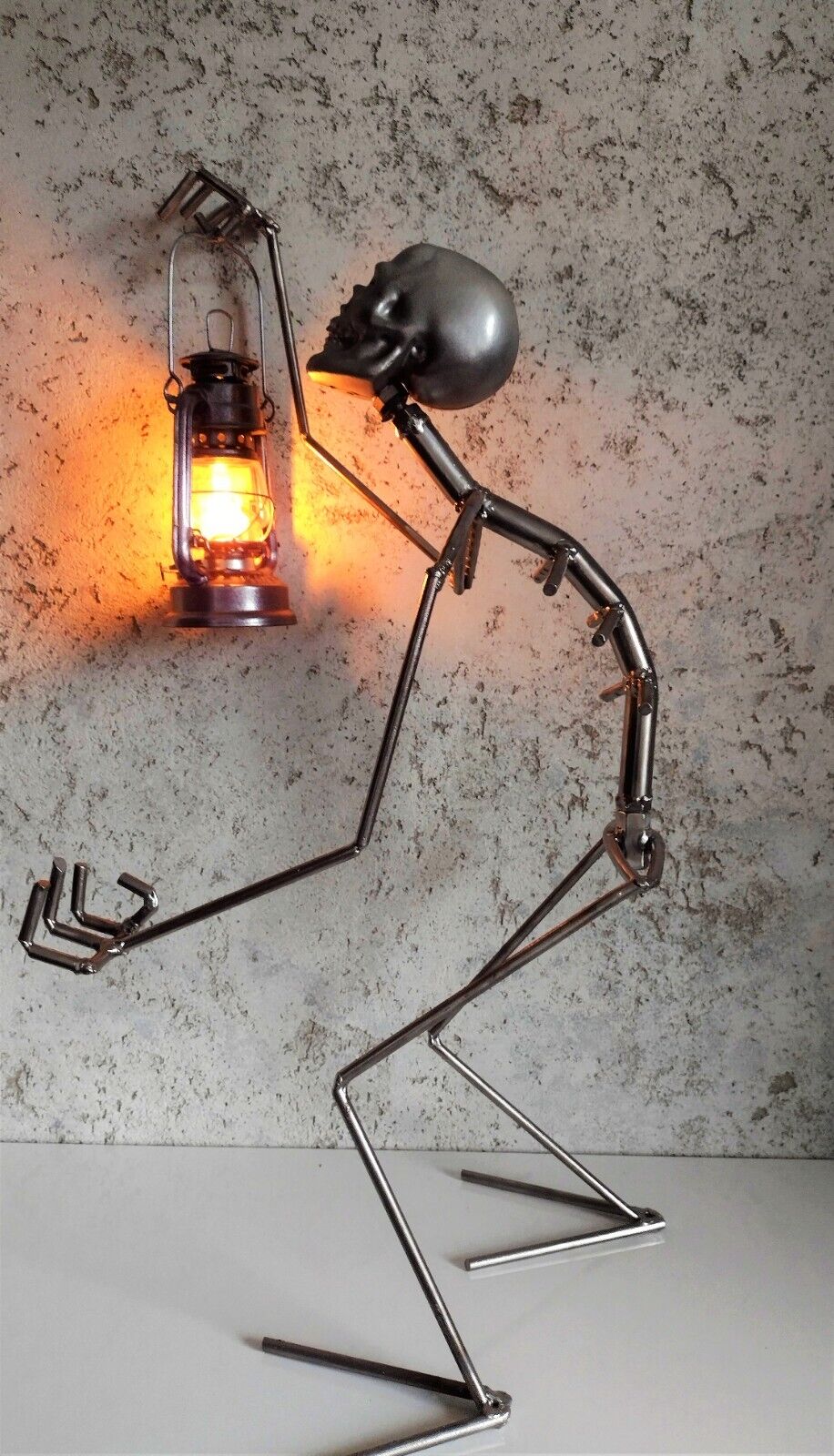 Skeleton, kerosene lamp, real fire, light, floor lamp, 30 inch, metal