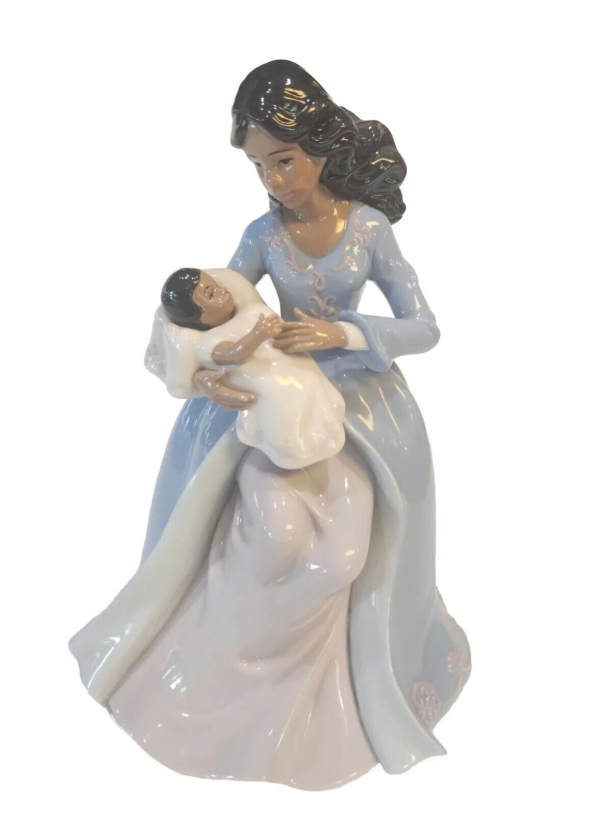 Detailed Porcelain Mother Holding Baby.   African American Beautiful 