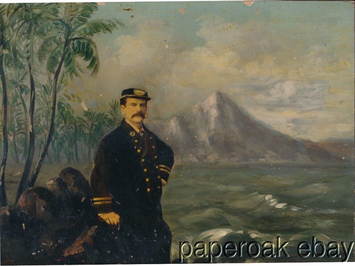 ca1880\'s Oceanic Steamship Co Captain Hawaii Painted Photograph