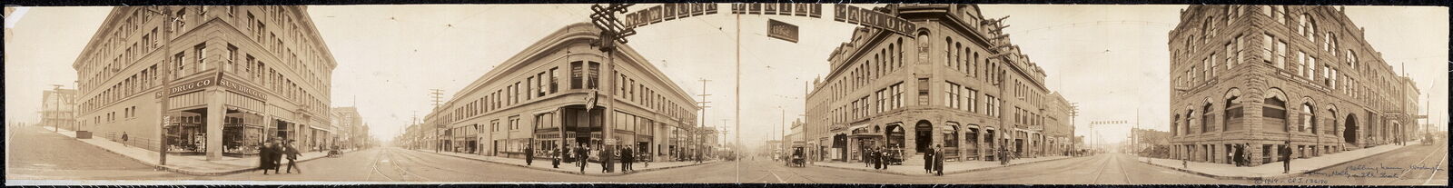 Photo:1909 Panoramic: Bellingham,Washington,corner Holly & Elk Streets
