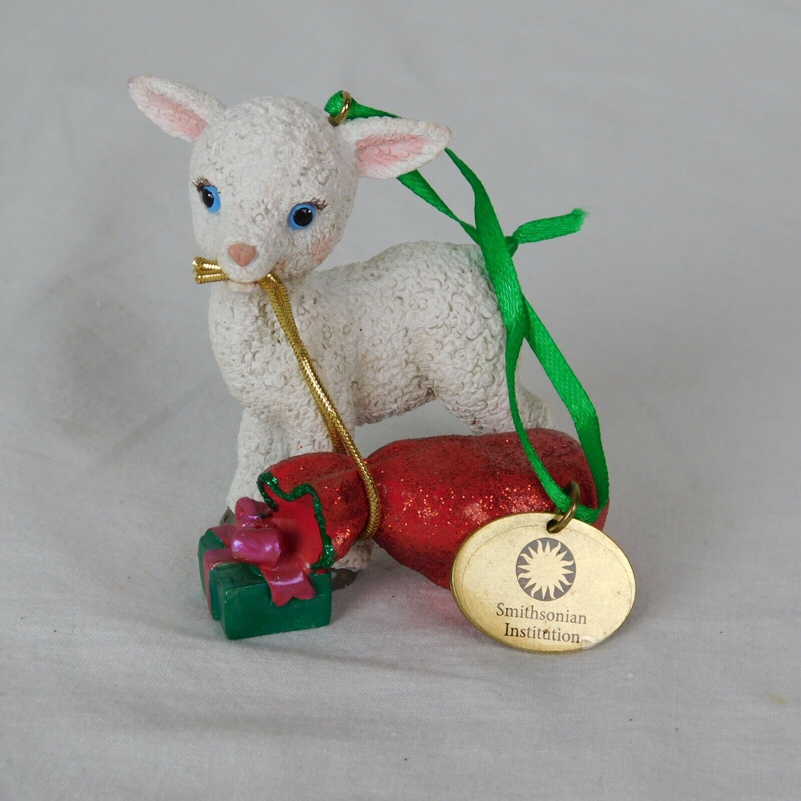 Smithsonian's National Zoo Wild Baby Ornament Danbury Mint Lamb Red Gift Sack