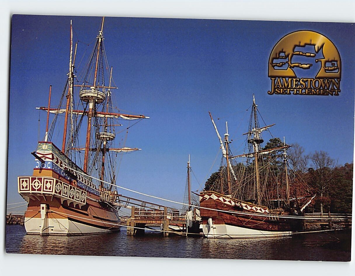 Postcard The 3 ships Jamestown Settlement Jamestown Virginia USA
