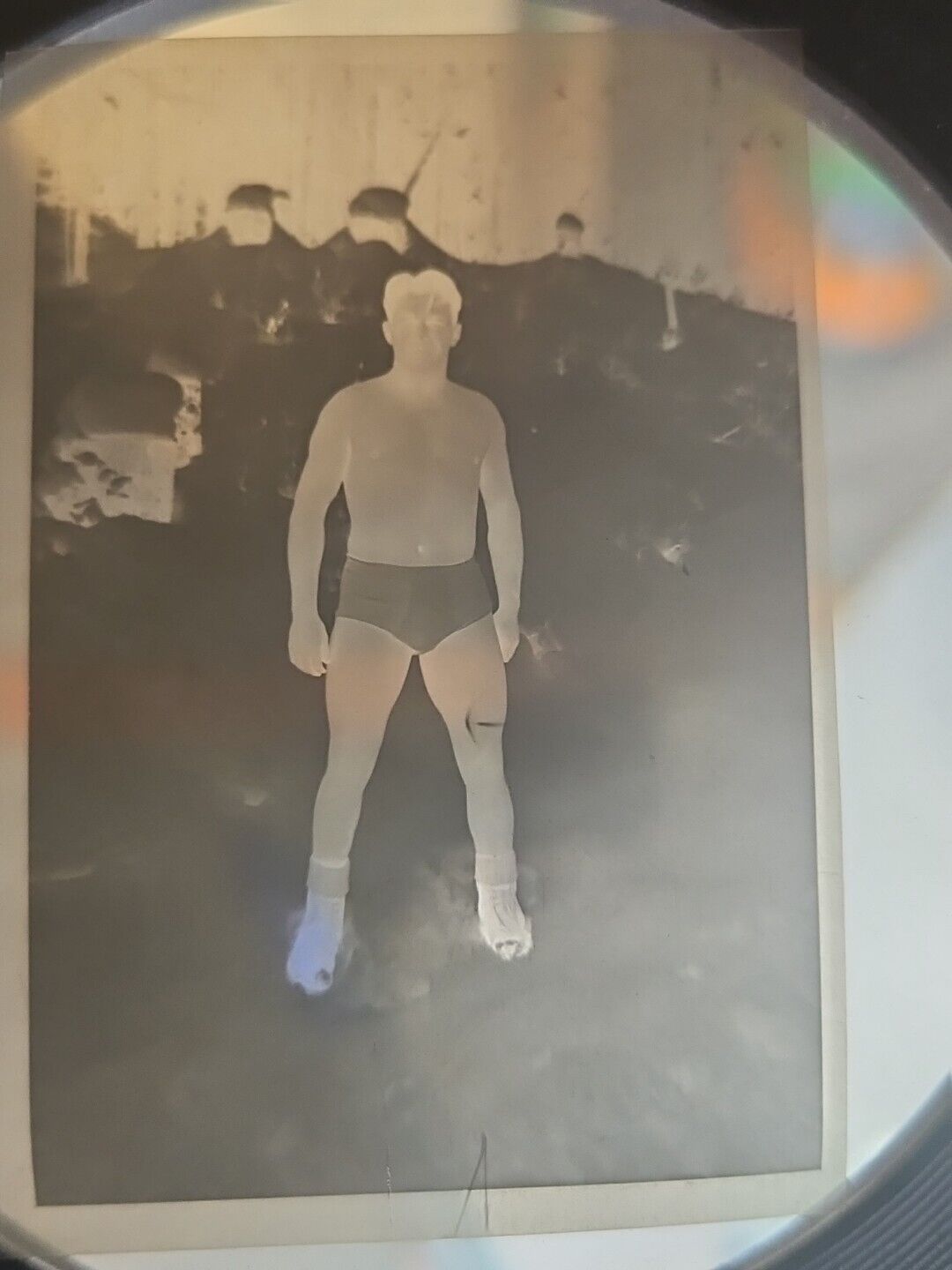 1930s 40s Black And White Photograph Negitive Of A Man In Underwear Logger 