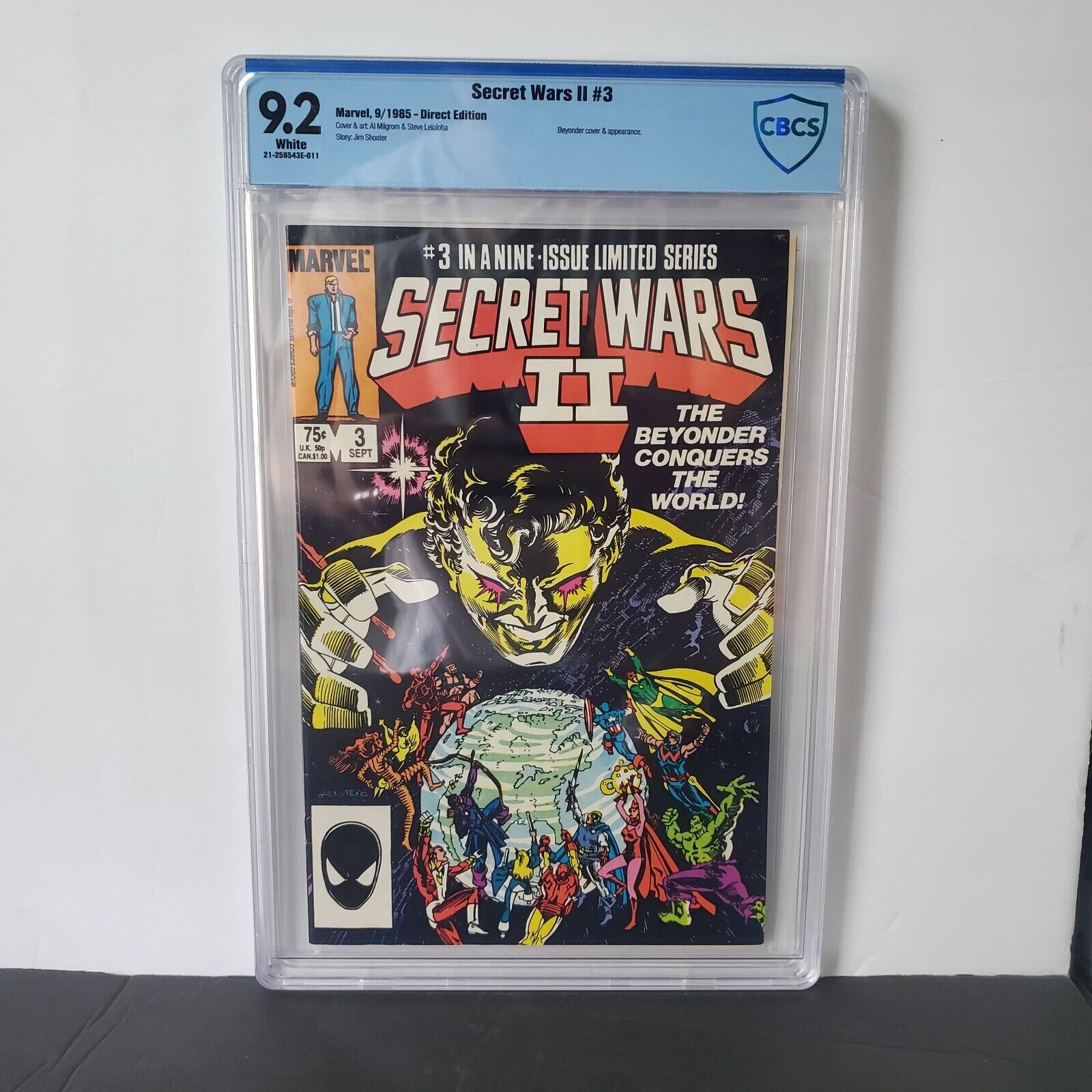 Marvel Comic Book Secret Wars II #3. CBCS 9.2 WHITE PAGES. M Price Box Variant. 