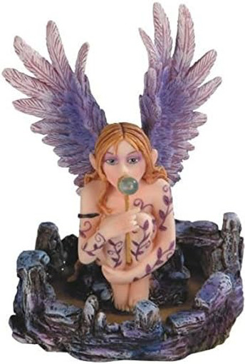 StealStreet SS-G-91592, Purple Winged Angel Fairy Sitting and Blowing Bubbles
