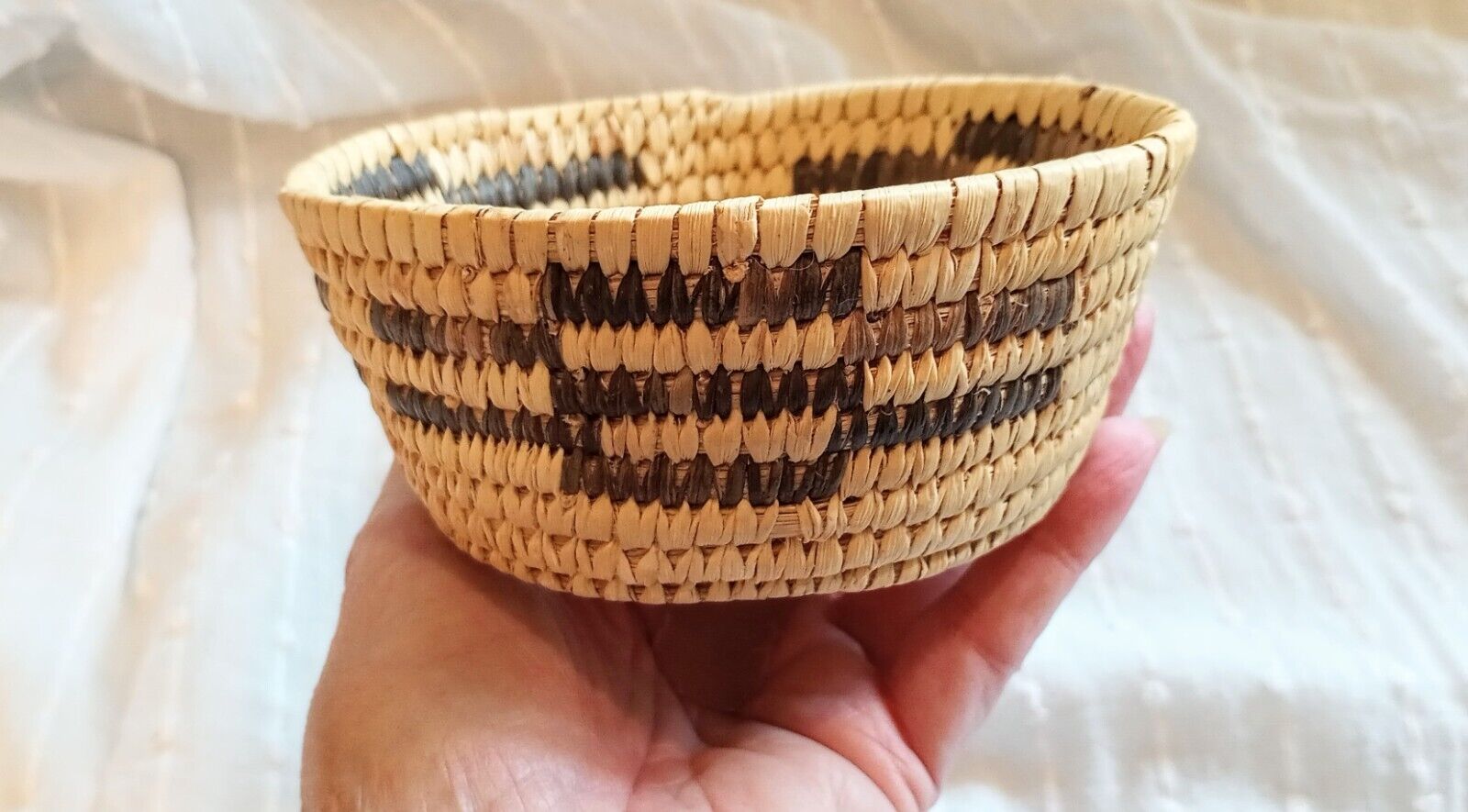 Late 1940s Papago Basket Geometric Antique Indian Native Arizona Original Owner