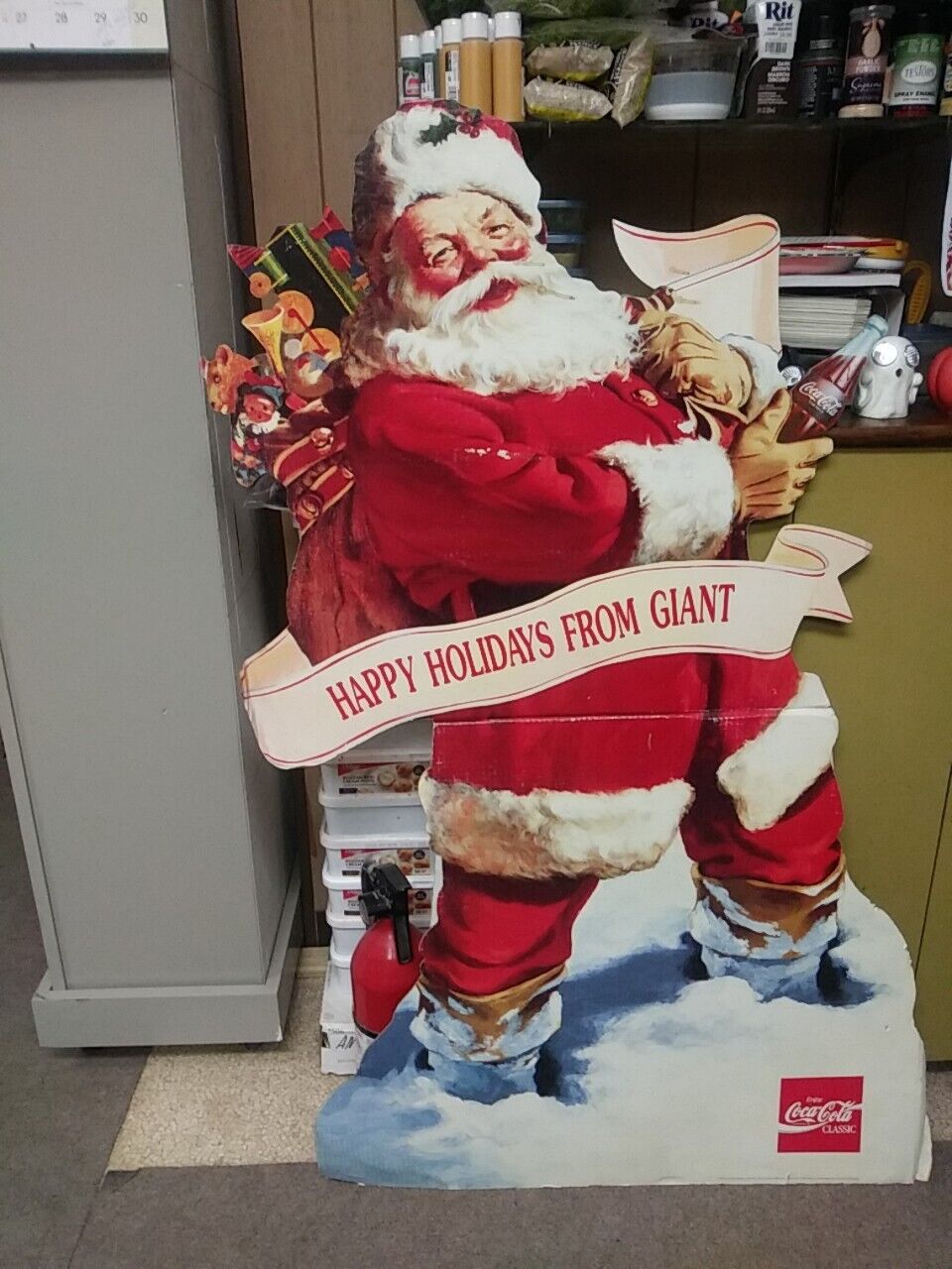 Vintage Happy Holidays From Giant Coca Cola Cardboard Stand Up 52\