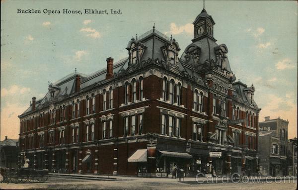 1911 Elkhart,IN Bucklen Opera House Indiana F.M. Kirby & Co. Postcard 1c stamp