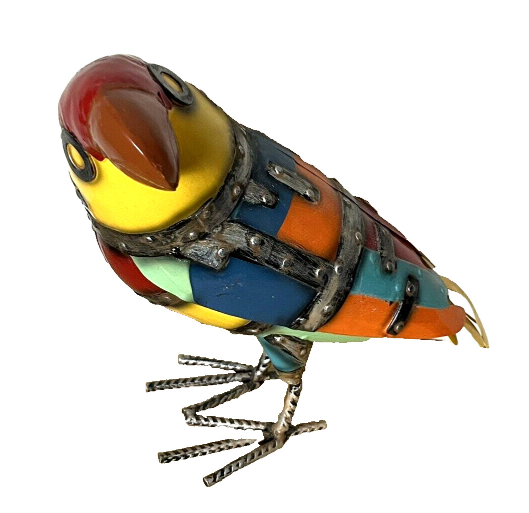 Large Metal Parrot Home Decor Colorful 10 inch Height 11 inch Length