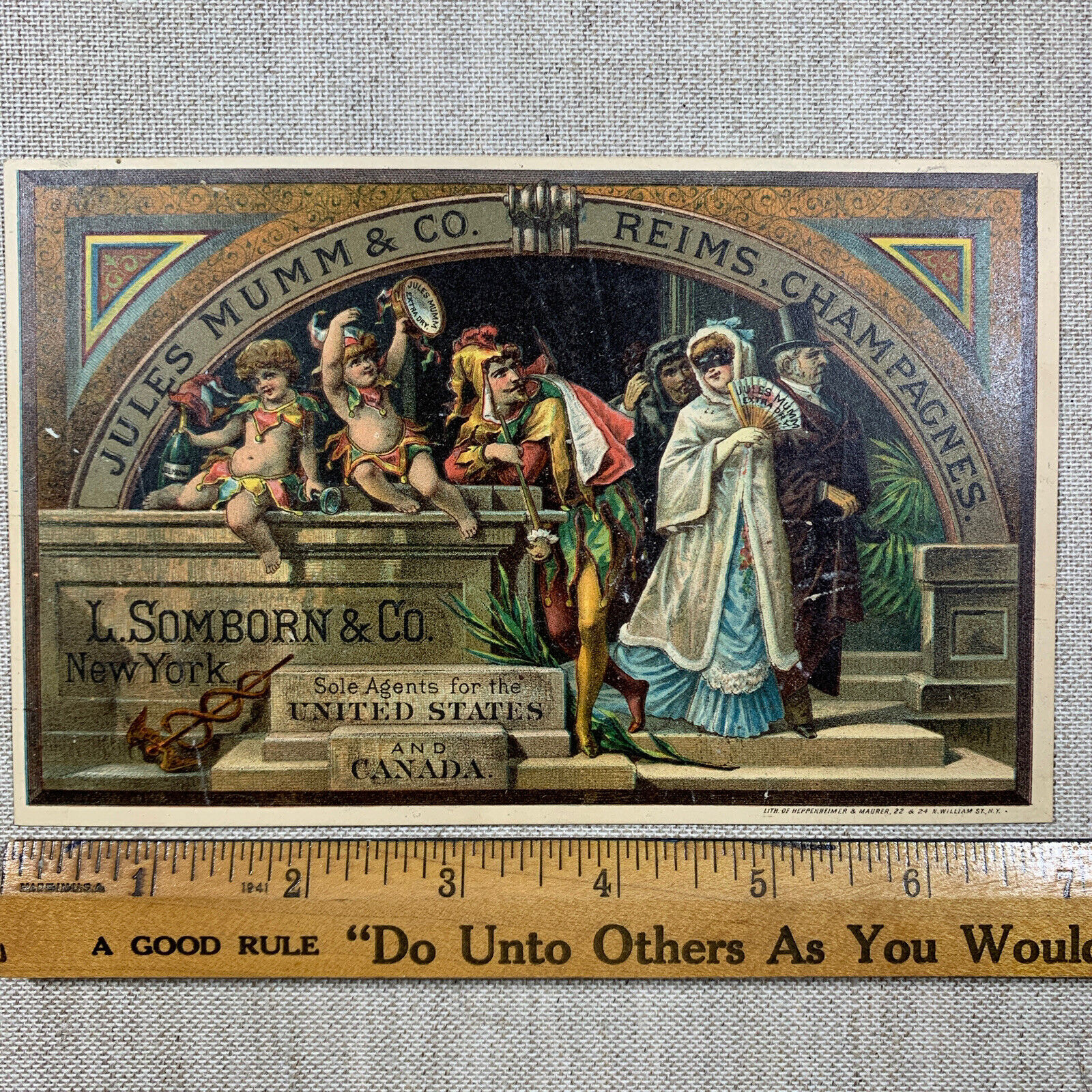 1880’s Jules Mumm & Co, Rheims French Champagne New Years Victorian Trade Card