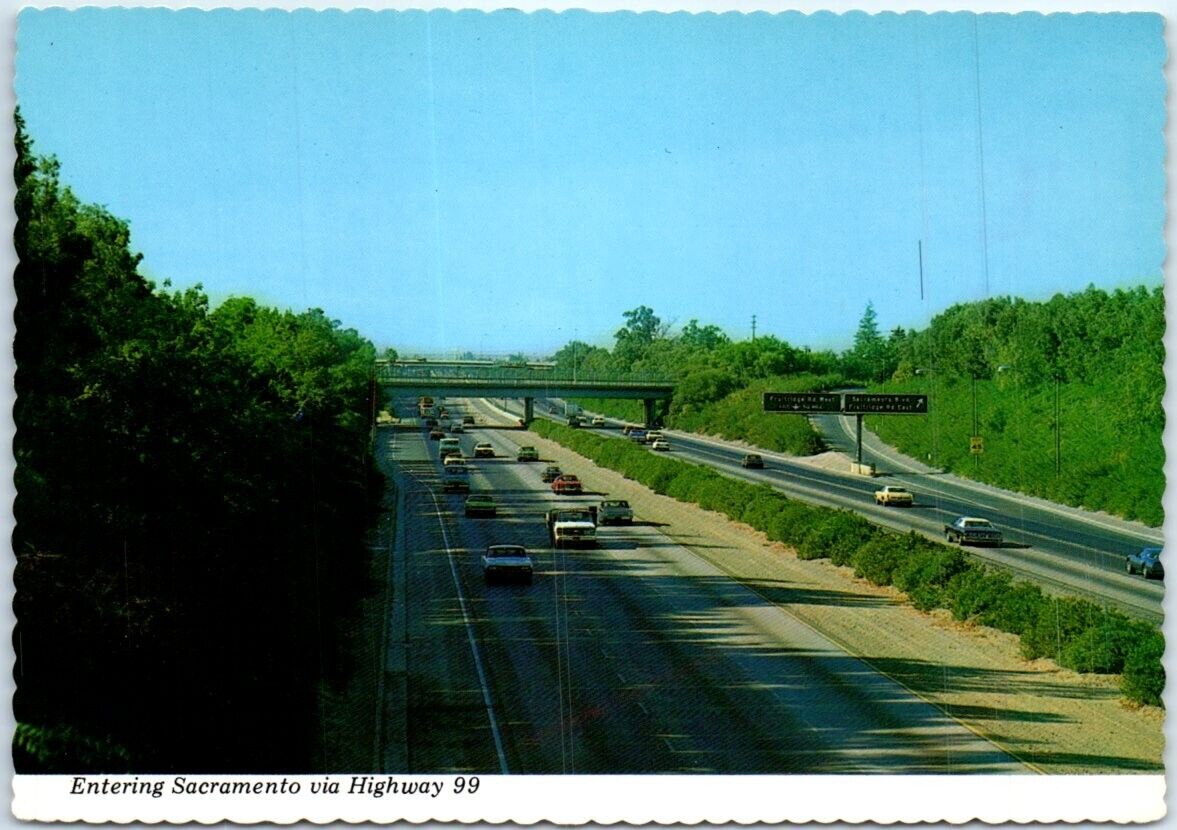 Postcard - Entering Sacramento Via Highway 99, California, USA