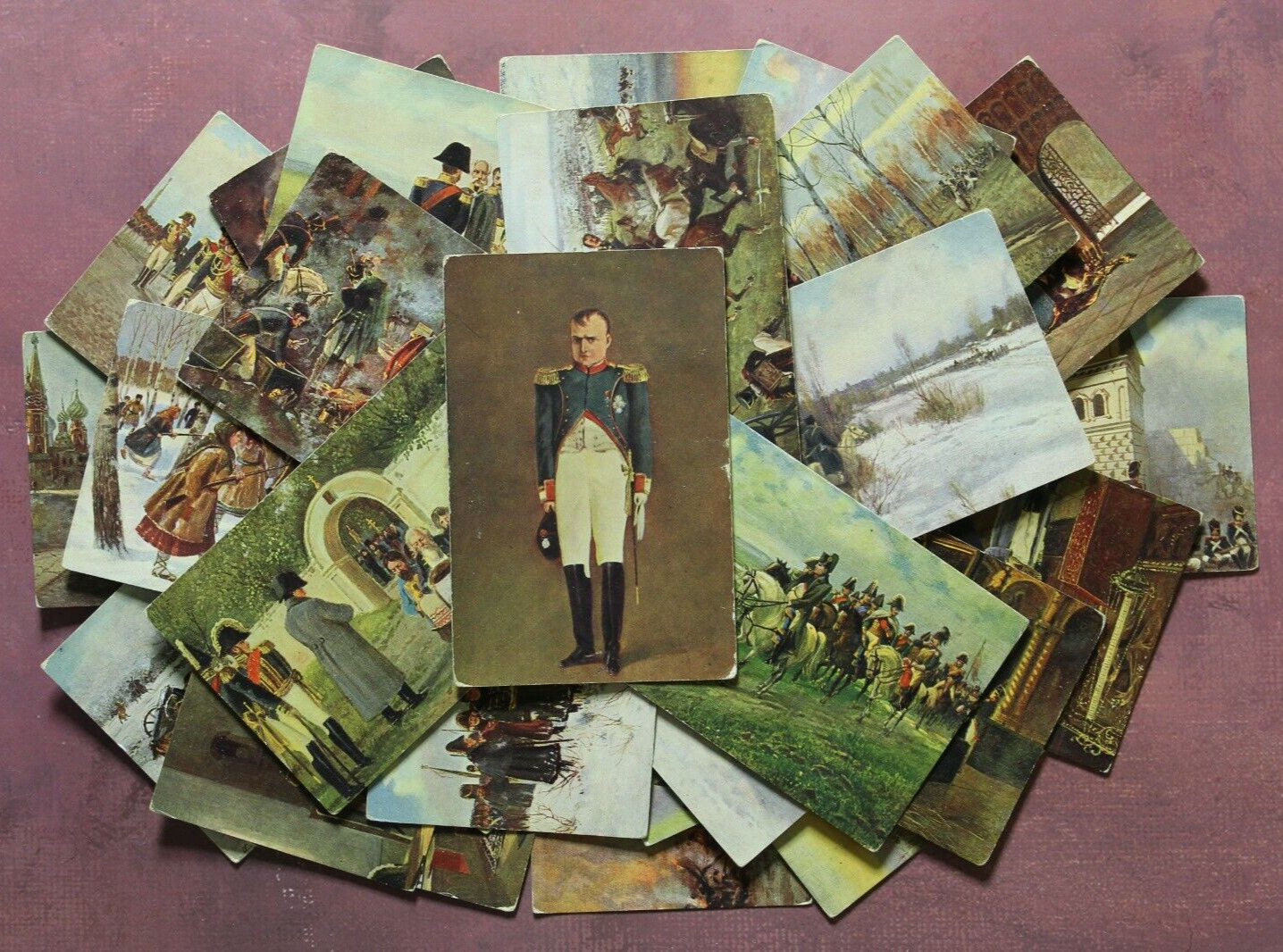 NAPOLEON. Antique Tsarist Russia Full set 30 postcards 1909s Artist signed LVOV