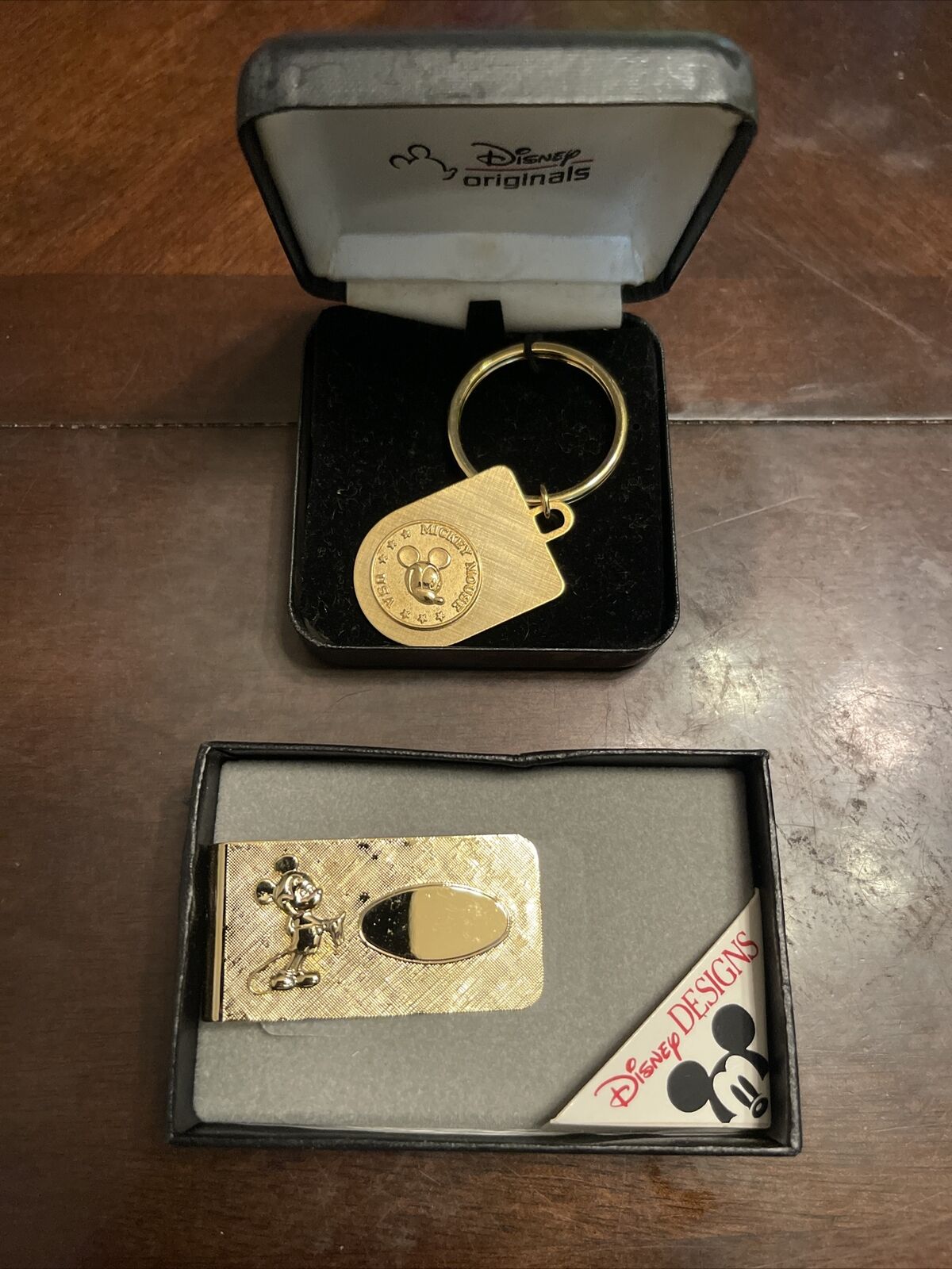 Rare Vintage Disney Mickey Mouse Money Clip + Key Chain Walt Disney Made In USA