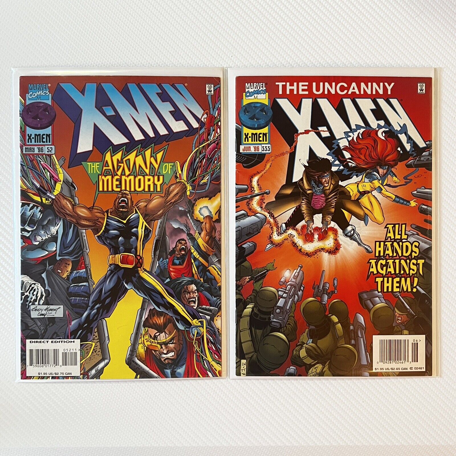 🔑 X-Men #52 & Uncanny X-Men #333 Marvel 1996 1st Cameo & App Bastion VF