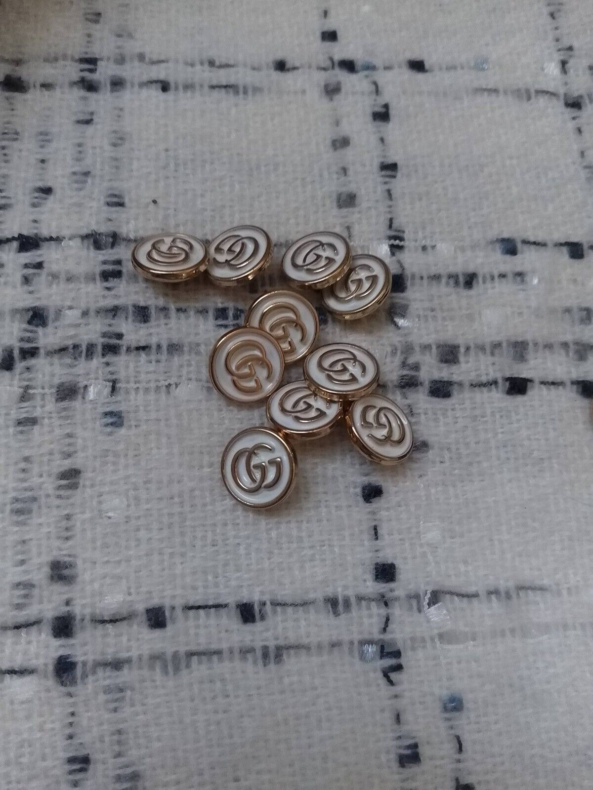 Lot of 10 Gucci  white buttons  GOLD tone  BUTTONS 13m tiny 