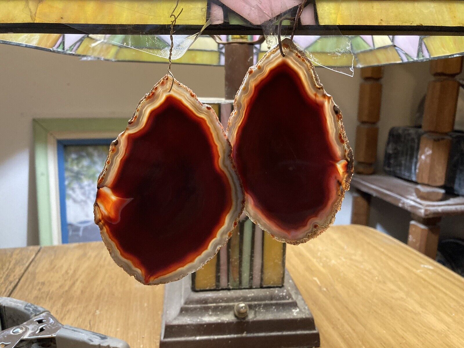Two Beautiful Polished Translucent Red Jasper Sabs. On Sale 