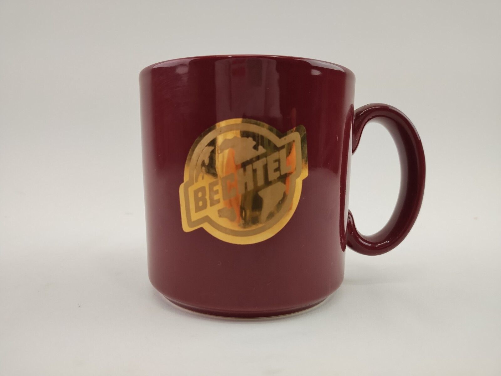 Vintage Bechtel Company Maroon Gold Logo Coffee Mug Cup Tams Made in England