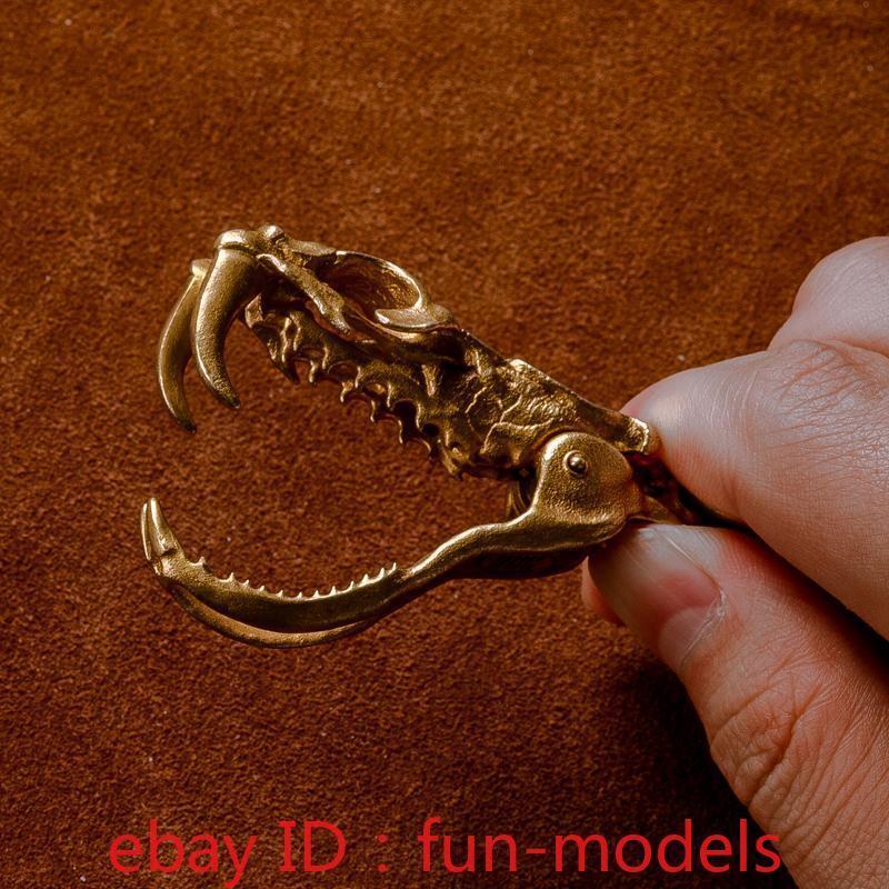 Pure Copper Antique Snake Skull, Rattlesnake Tail Keychain, Retro Pendant