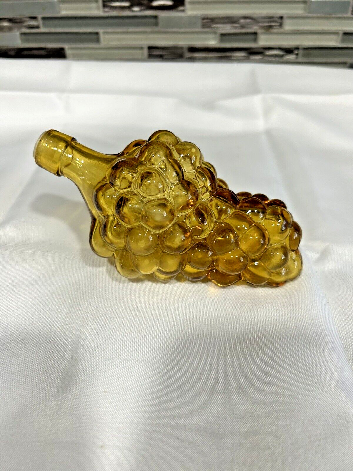 Vintage Amber Glass Grape Cluster Bottle
