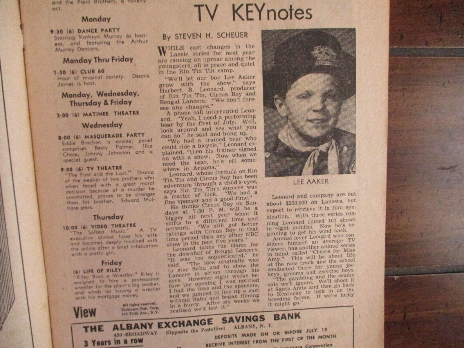 7/1957 Albany NY View TV Mag(LEE AAKER/RIN TIN TIN/GISELE MACKENZIE/BETTY WHITE)