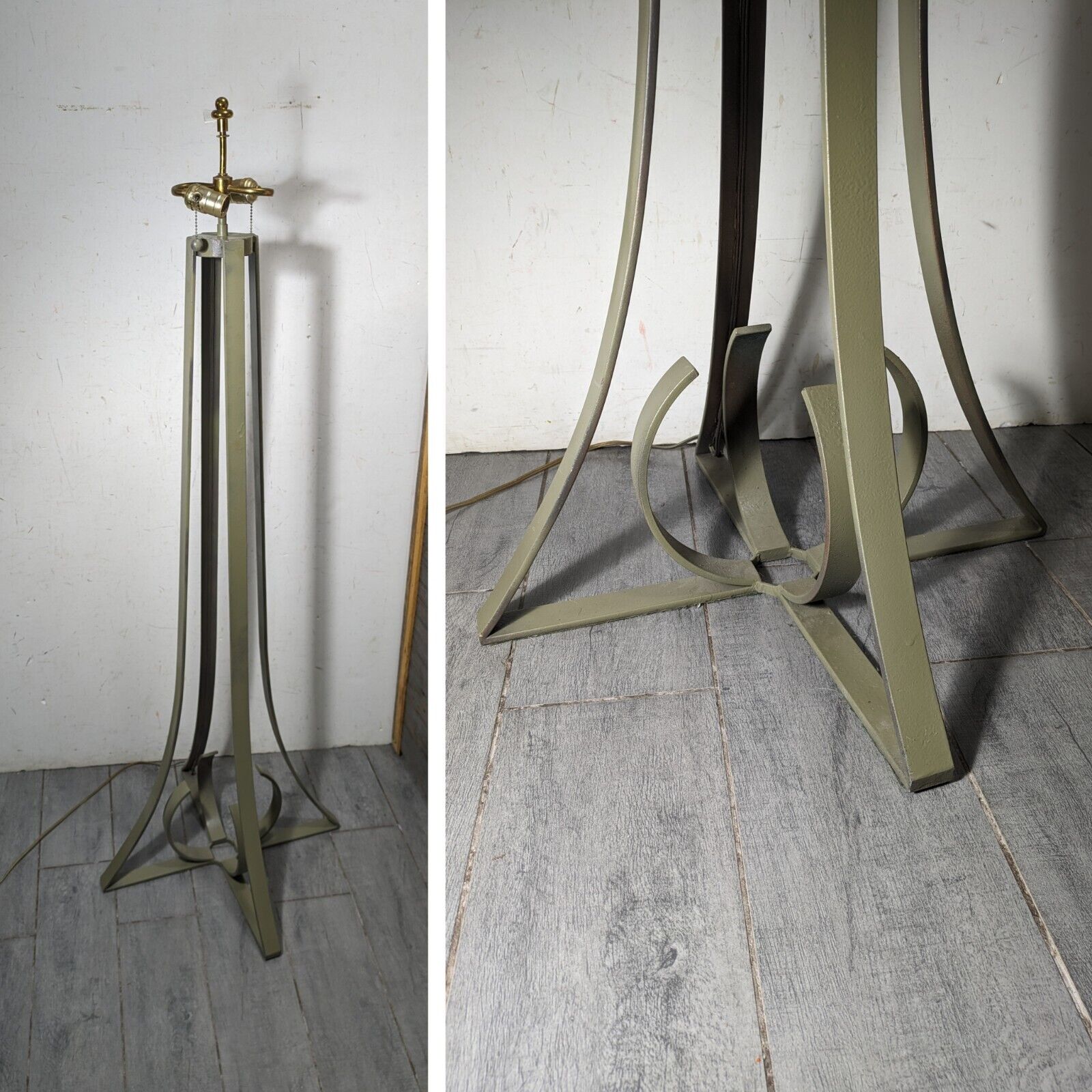 Vintage Art Deco Nouveau Sculptural Industrial Metal Floor Lamp Arts & Crafts