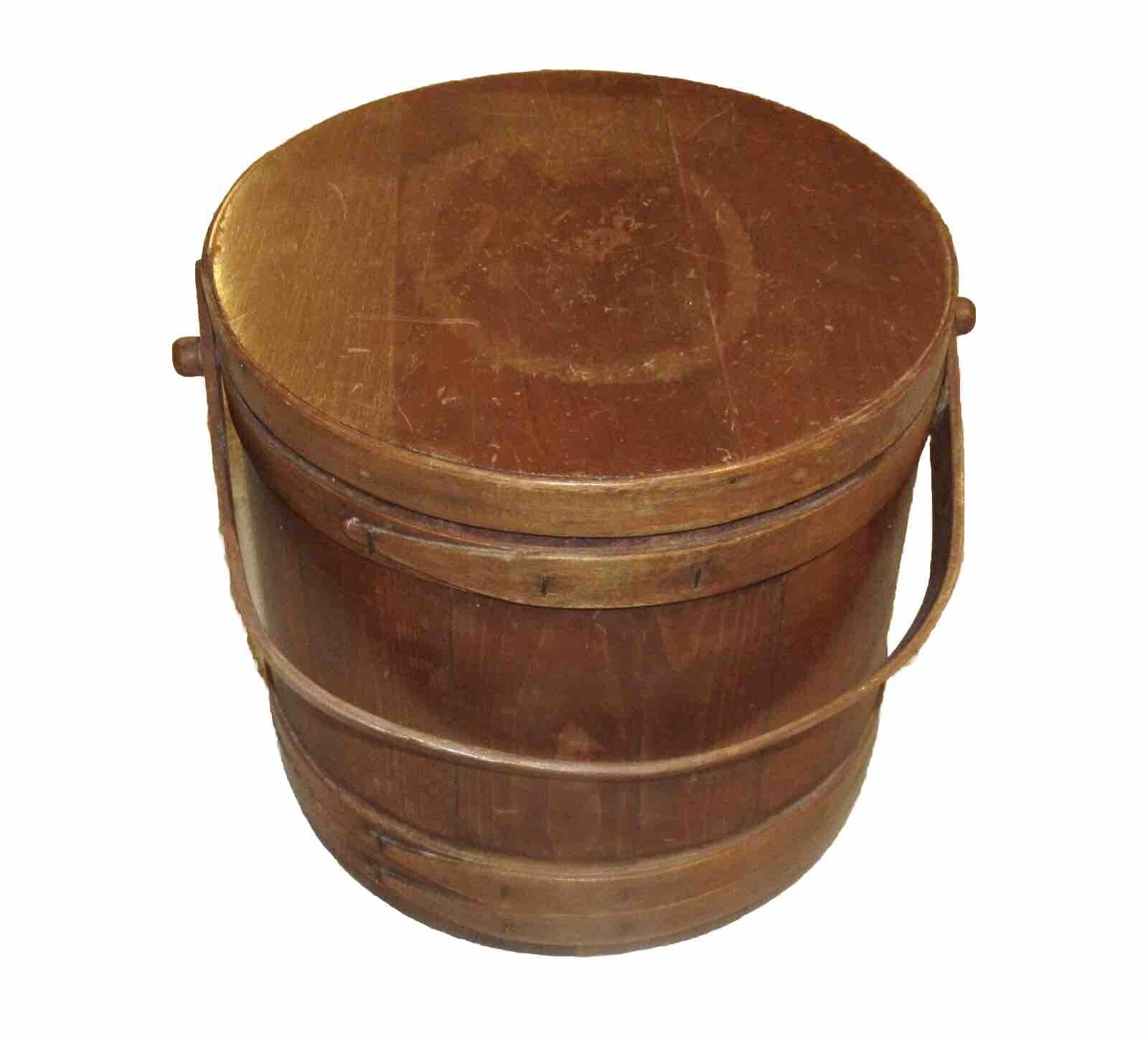 Antique Barrel-Shaped Wooden Sewing Basket