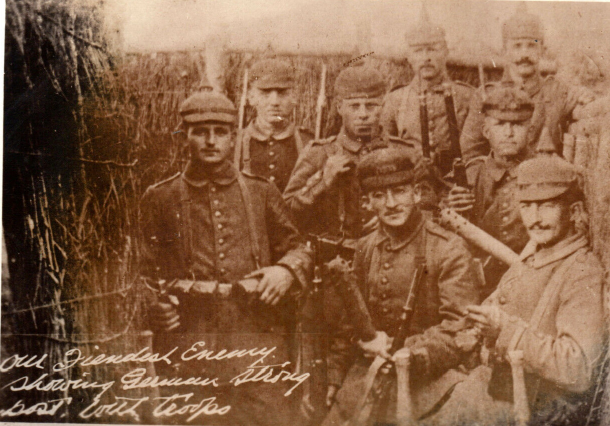 WWI Trench Club Army German Soldiers Rifles Weapons Real Photo Postcard