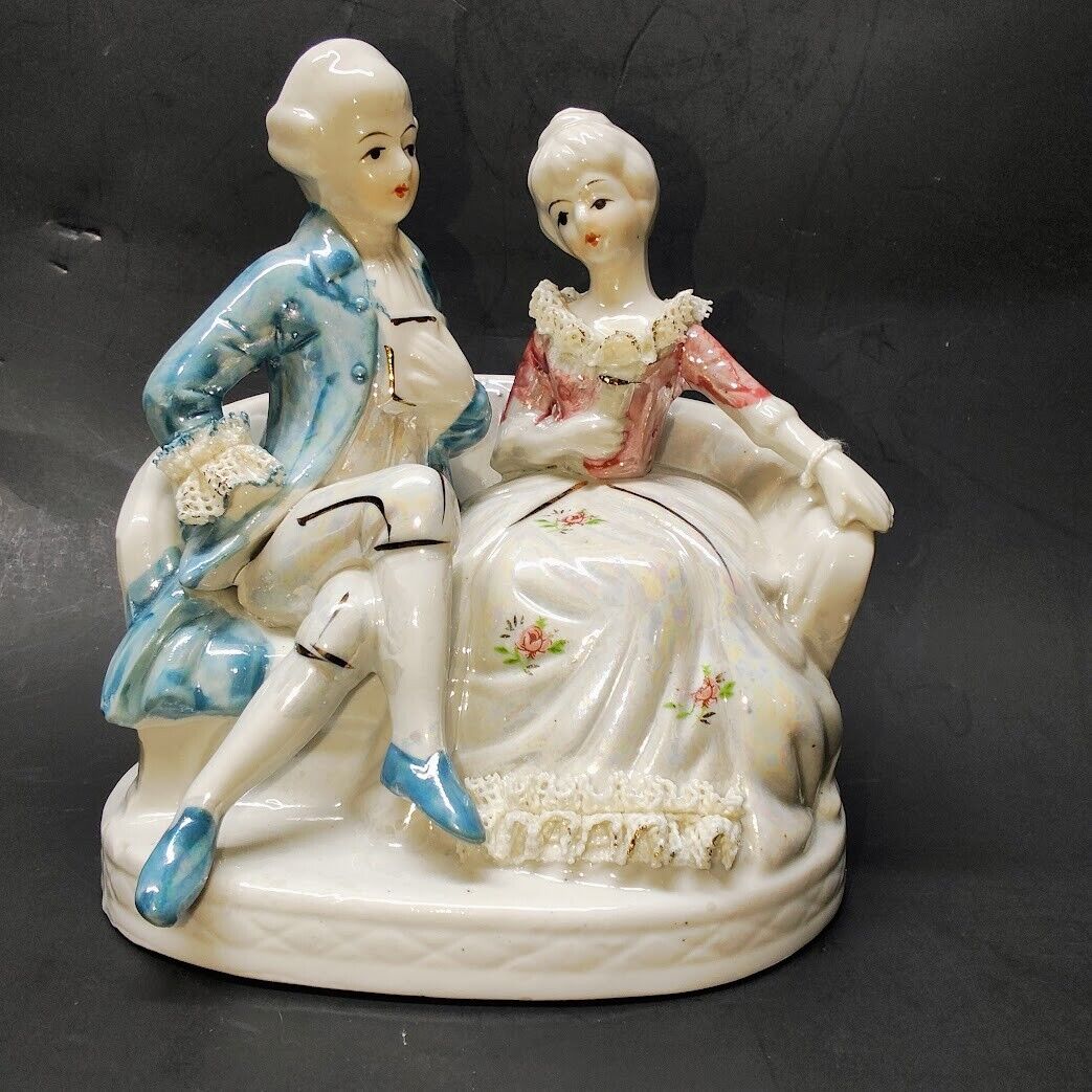 Vintage / Antique Courting Couple Glazed Porcelain figurine