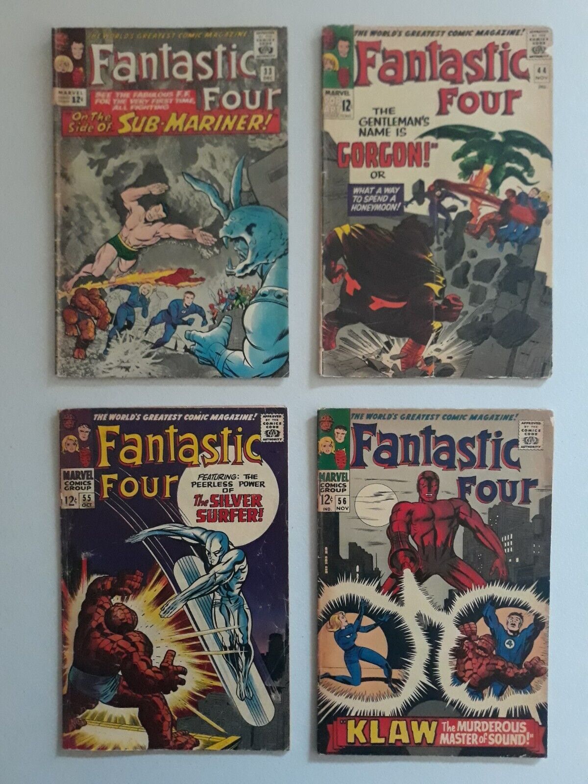 Fantastic Four 33 Attuma, 44 Gorgon, 55 Silver  Surfer, 56 Klaw Marvel 1964-1966