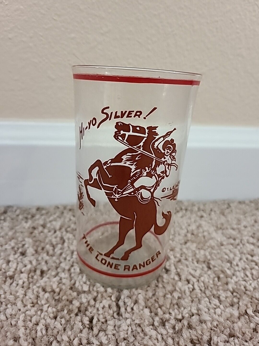 Vintage Hi Yo Silver The Lone Ranger Glass Cup 1938