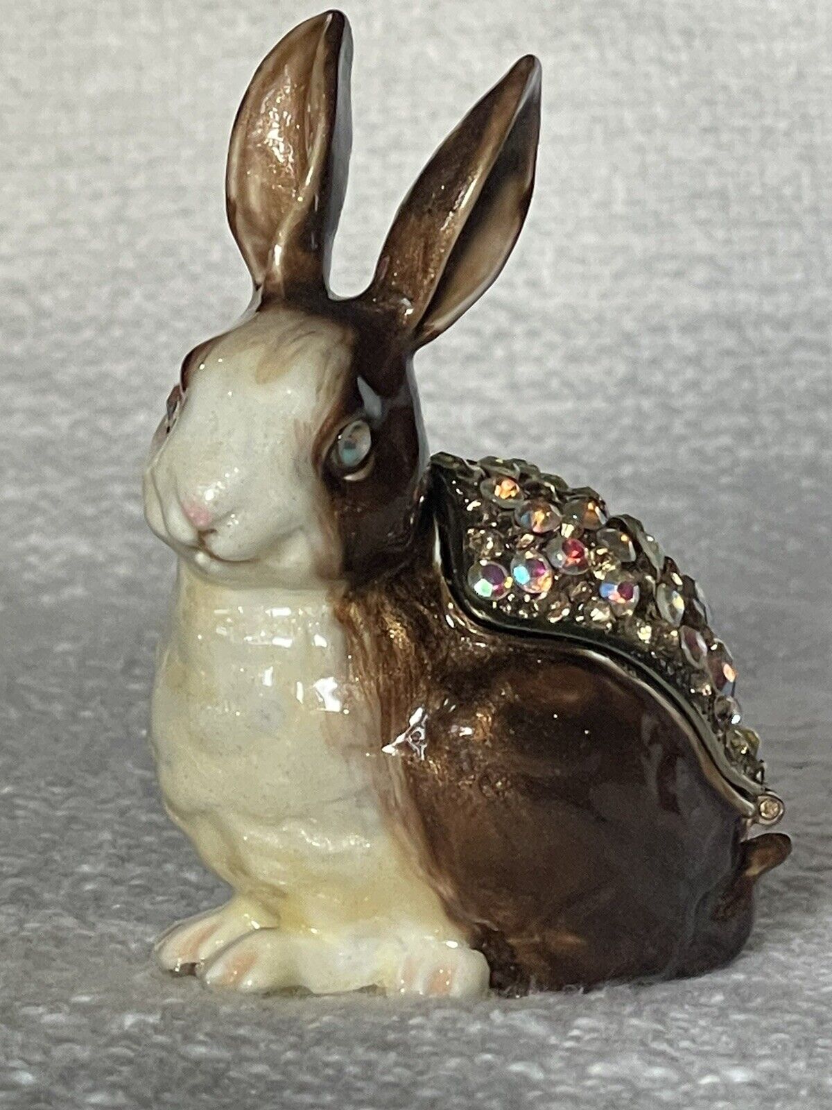 Ciel Collectables Jeweled Rabbit Trinket Box Hand Set Swarovski Crystals & Ename