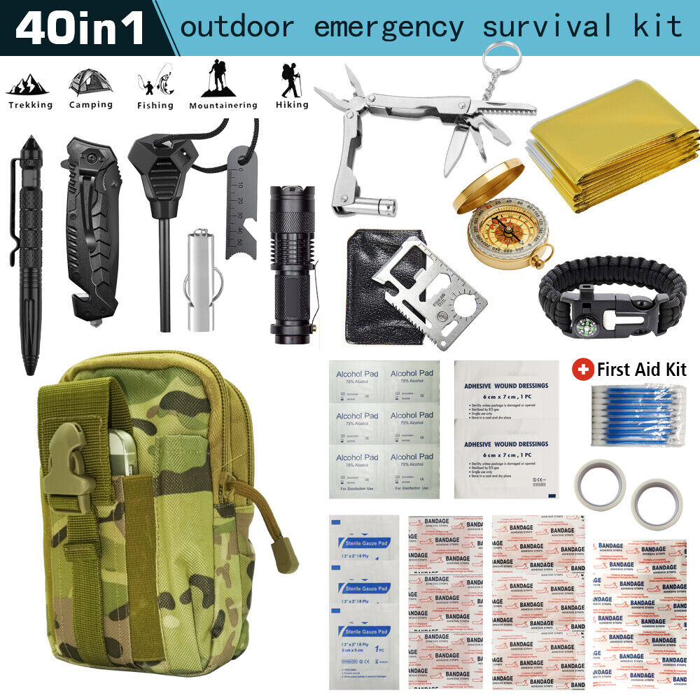 Tactical Tomahawk Backpack Survival Kit Camping Axe Hatchet Emergency First Aid 
