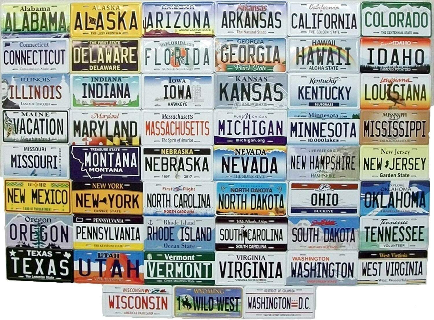 All 50 State License Plate Metal Novelty Fridge Magnets Plus Washington D.C.
