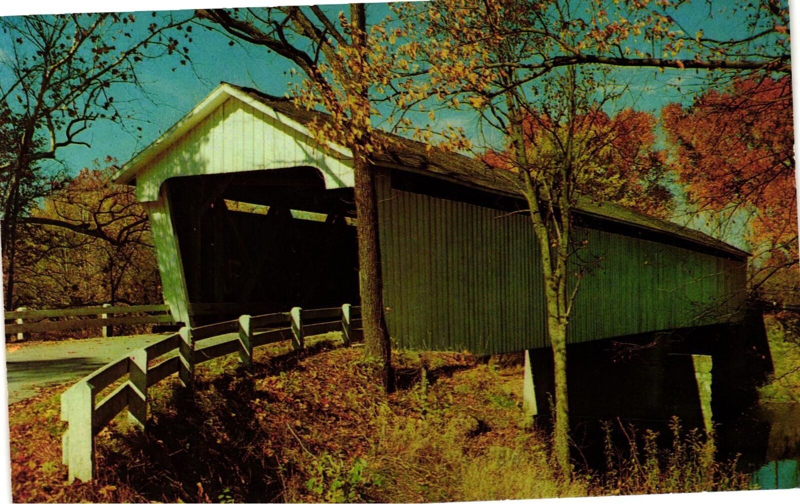 Vintage Postcard- COVERED BRIDGE, SUGAR CREEK, DARLINGTON, IN.