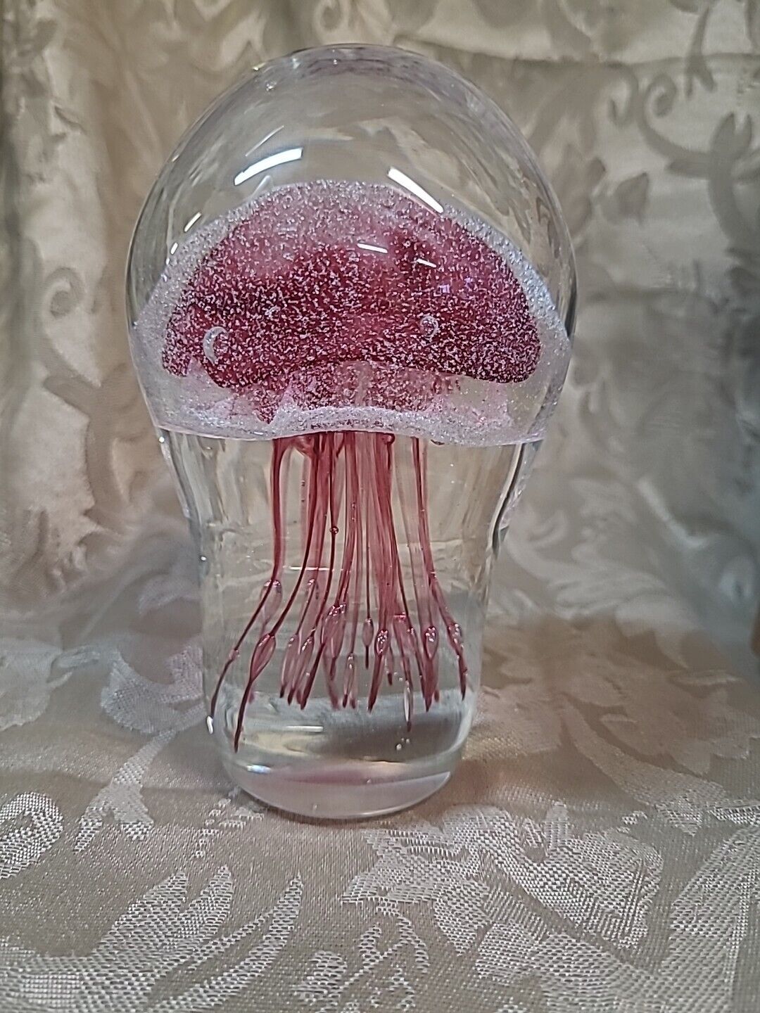 Paperweight Pink jellyfish Art Glass