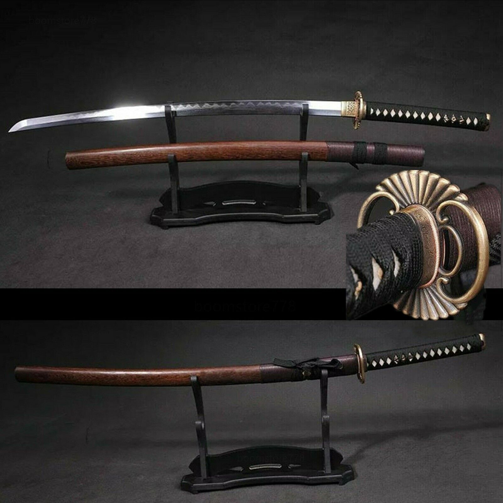  HANDMADE CLAY TEMPERED FOLDED STEEL JAPANESE SAMURAI KATANA SWORD FULL TANG