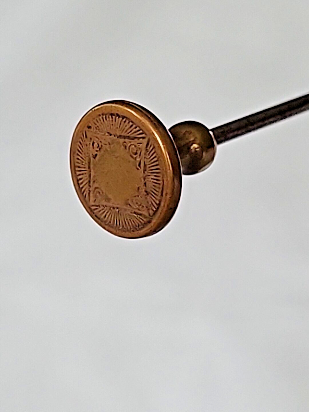 Antique Victorian Brass Round Hat Pin - Hatpin 5 1/2\