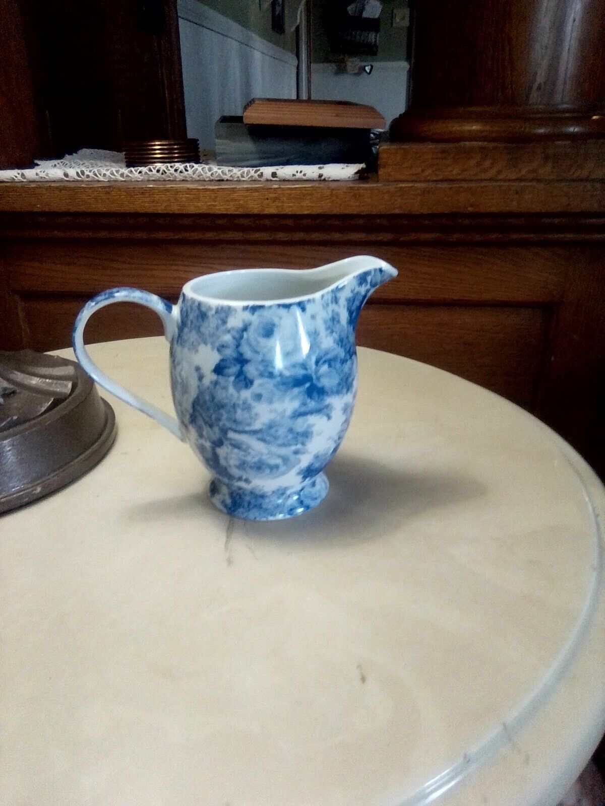 London Pottery Sweet Small Creamer In Floral Rose Blue And White Pattern
