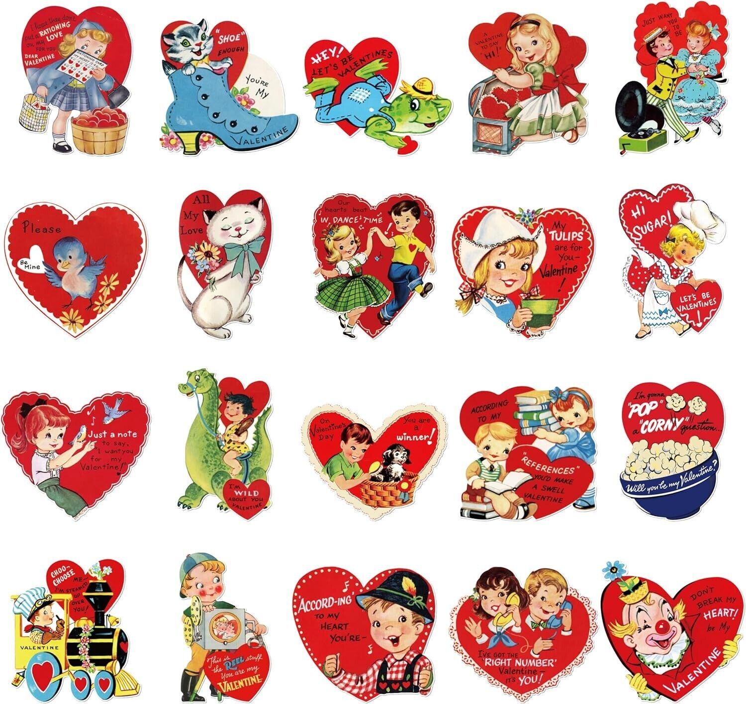 20PCS Vintage Valentines Day Cutouts Retro Valentine Victorian Cut-Outs Cardboar