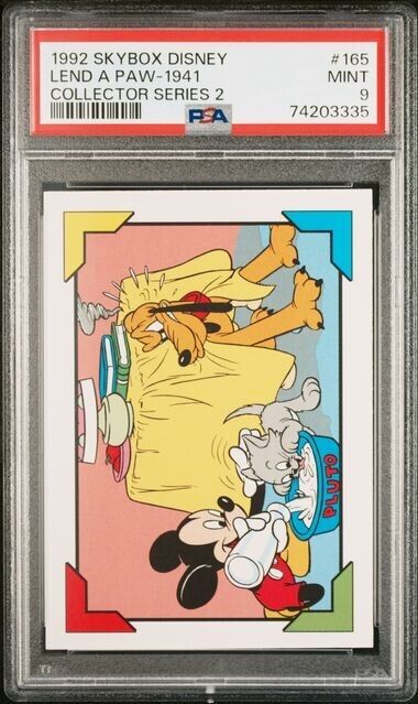1992 Disney Skybox Lend A Paw Mickey Mouse Pluto 1941 #165 Pop 1 PSA 9 Mint