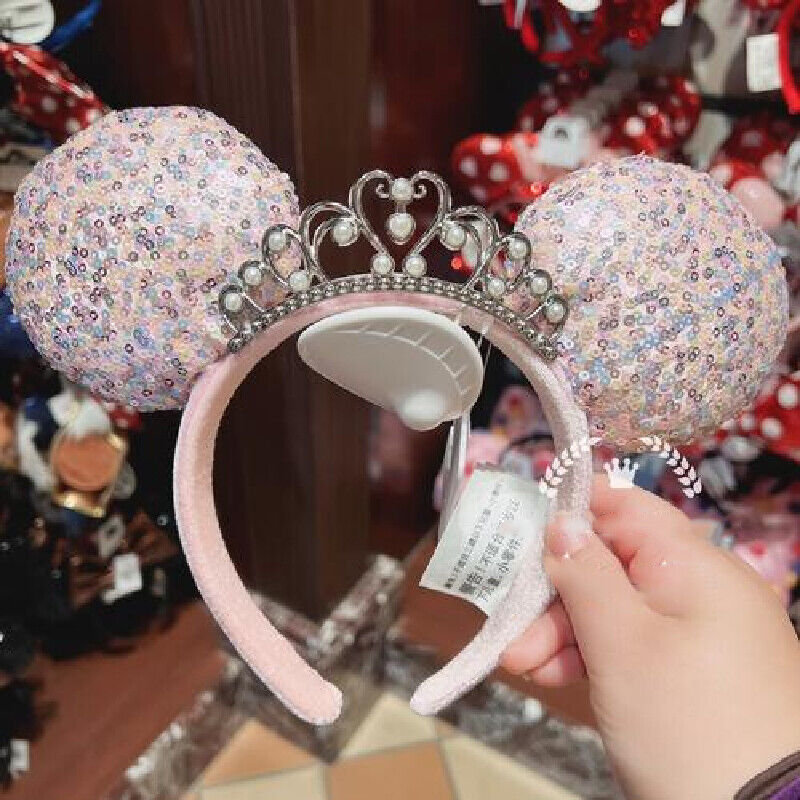 US Disney Parks Sequin Tiara Crown Minnie Mouse Ears Headband Bow 2022 - NEW