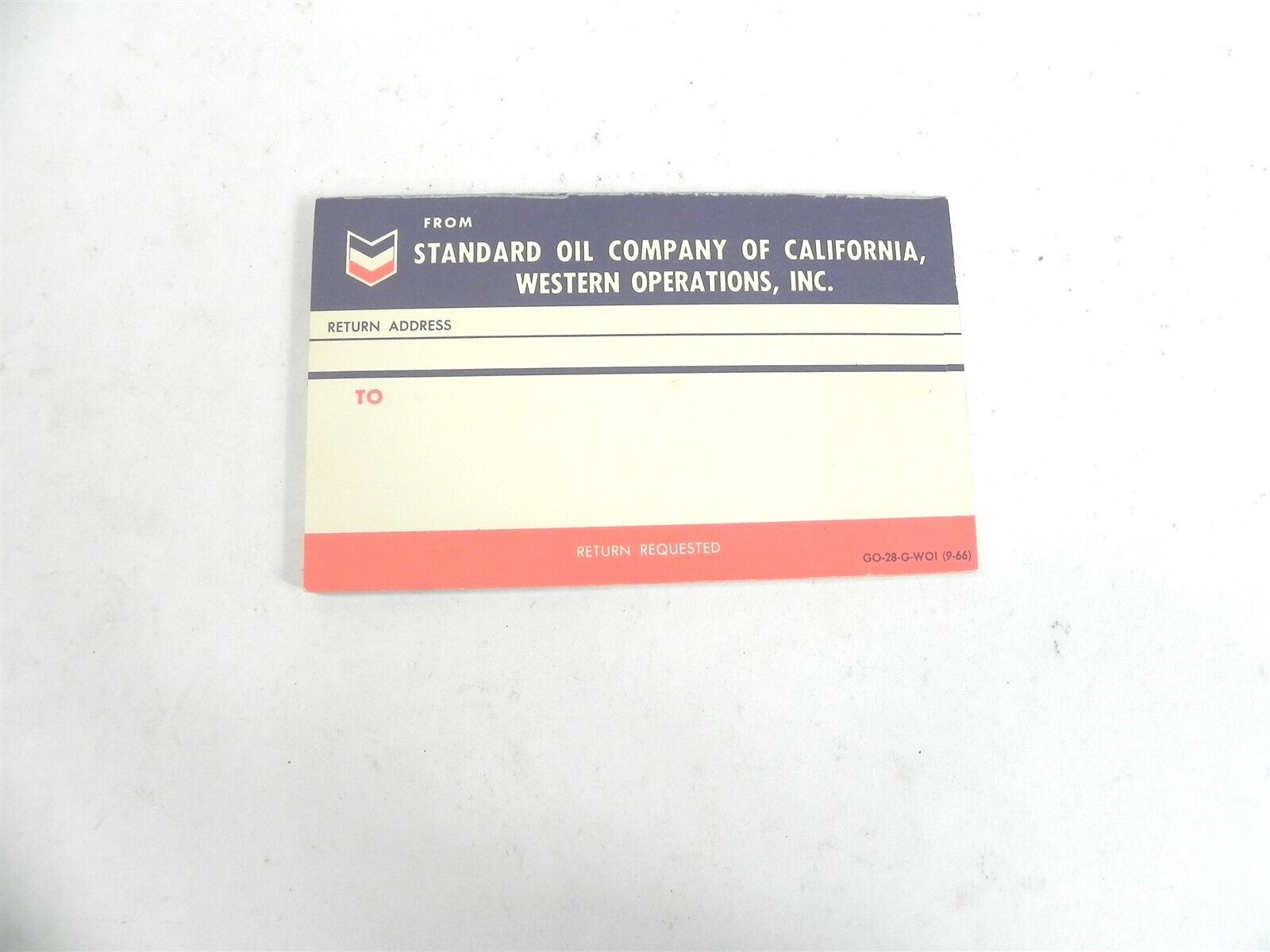 VINTAGE 1966 STANDARD OIL COMPANY OF CALIFORNIA RETURN REQUESTED LABELS 3 X 5 