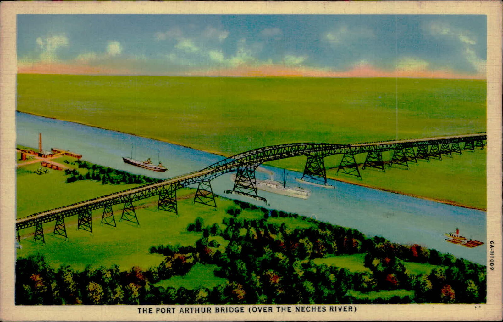 Postcard: THE PORT ARTHUR BRIDGE (OVER THE NECHES RIVER) 6A-H1089