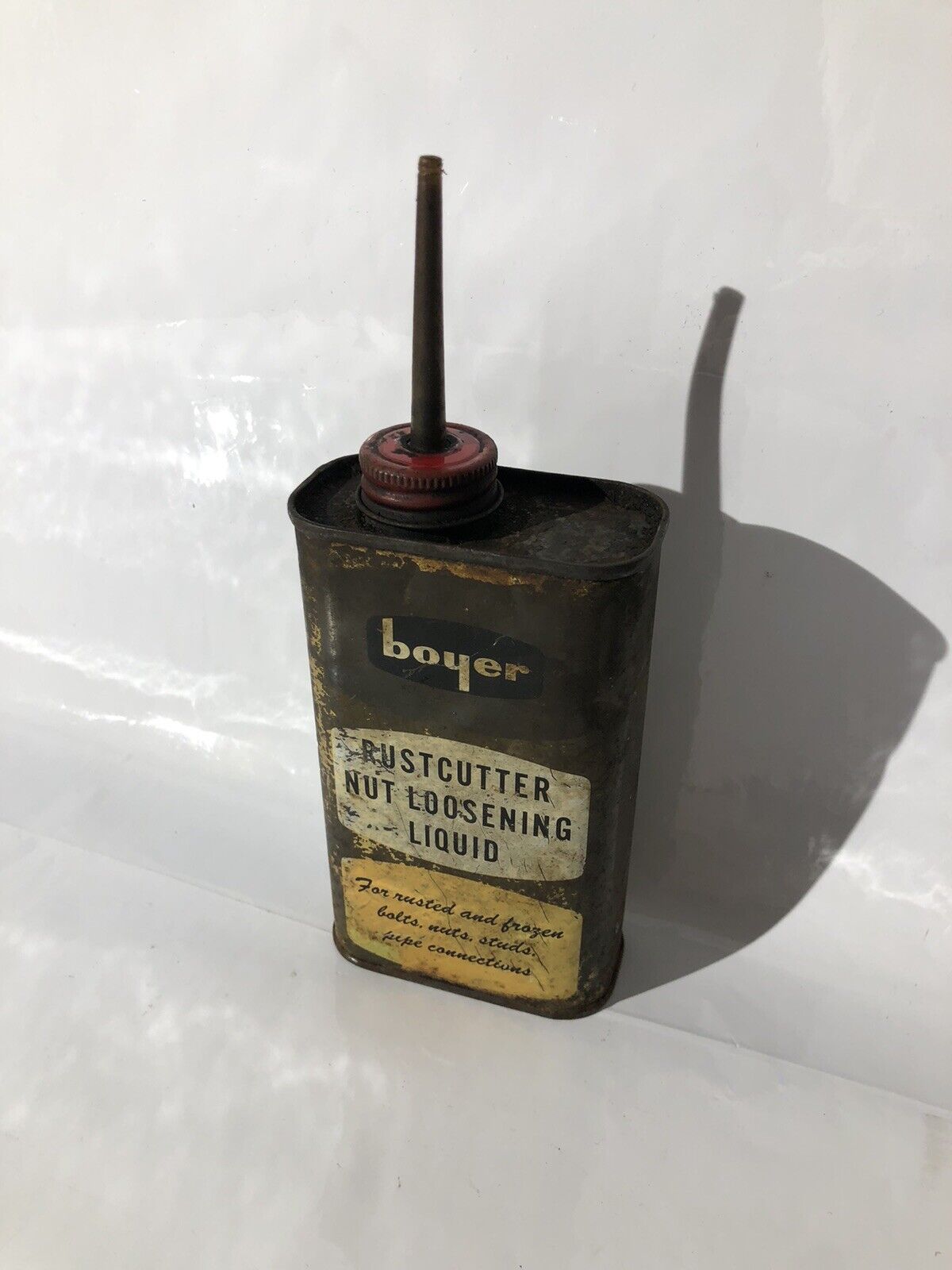 Old Vintage Boyer Rust Remover Bottle Cutter Loosening Liquid Can Tin Rare VTG