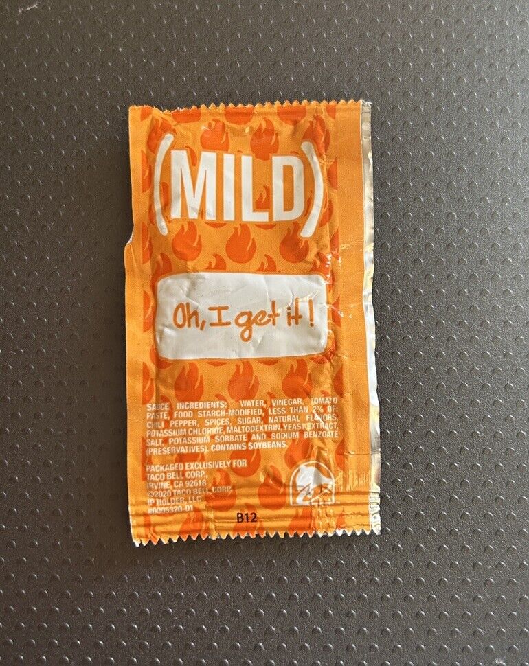 *ULTRA RARE* Factory Sealed EMPTY DEFECTIVE Taco Bell Mild Sauce Packet. 1/1