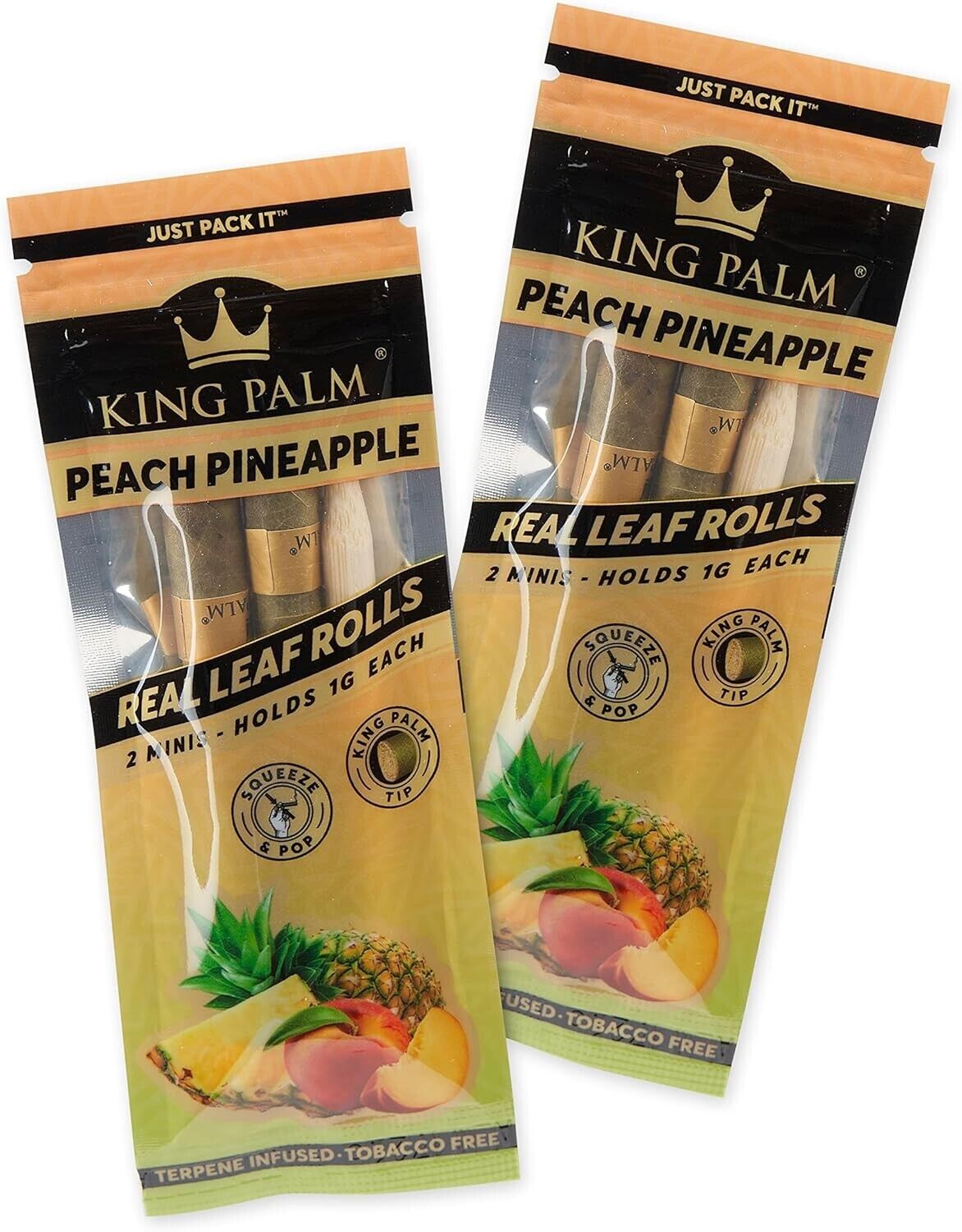 King Palm | Mini | Peach Pineapple | Palm Leaf Rolls | 2 Packs of 2 Each =4Rolls