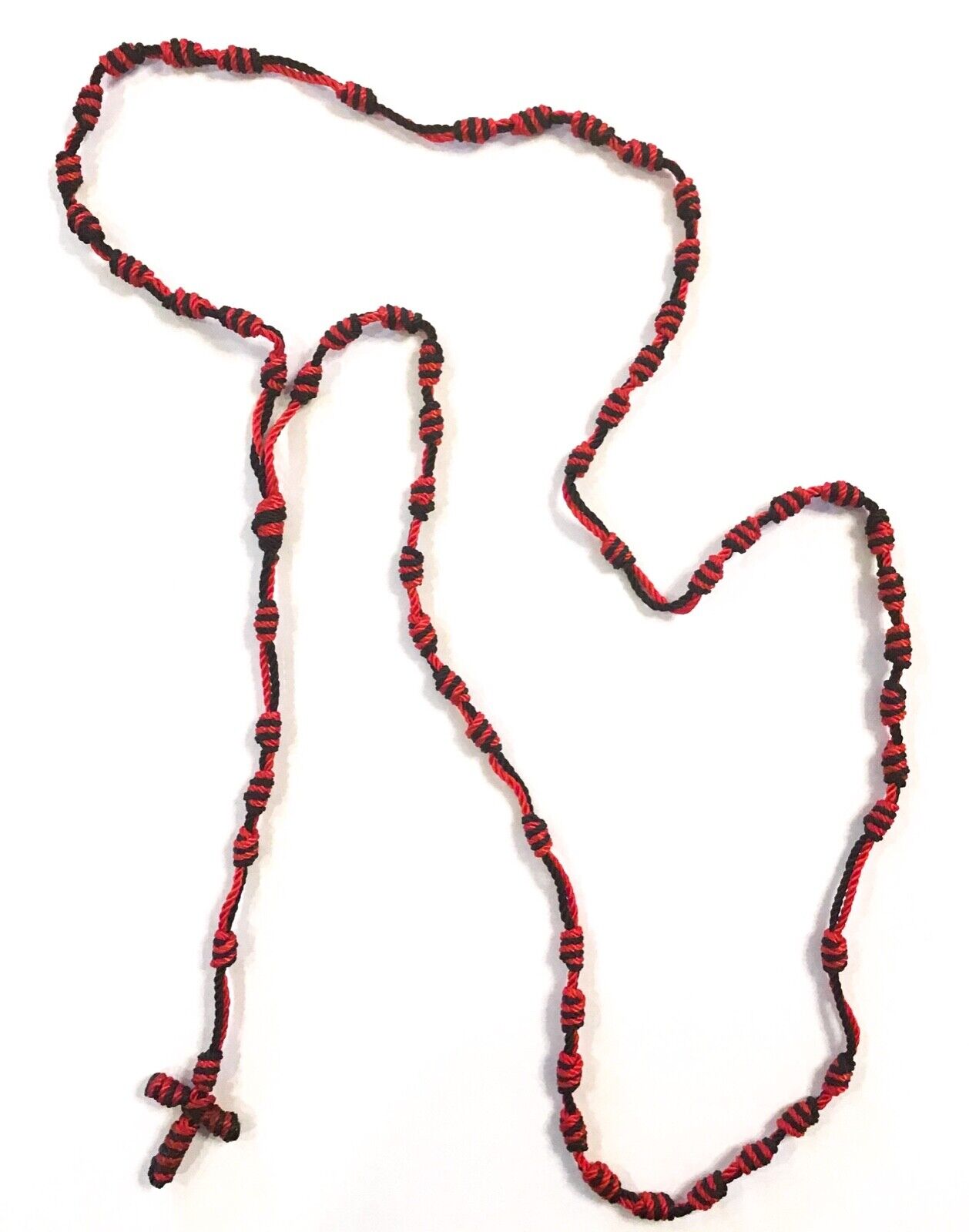 Knotted Rosary - 100% Nylon Thread - Red & Black - Large